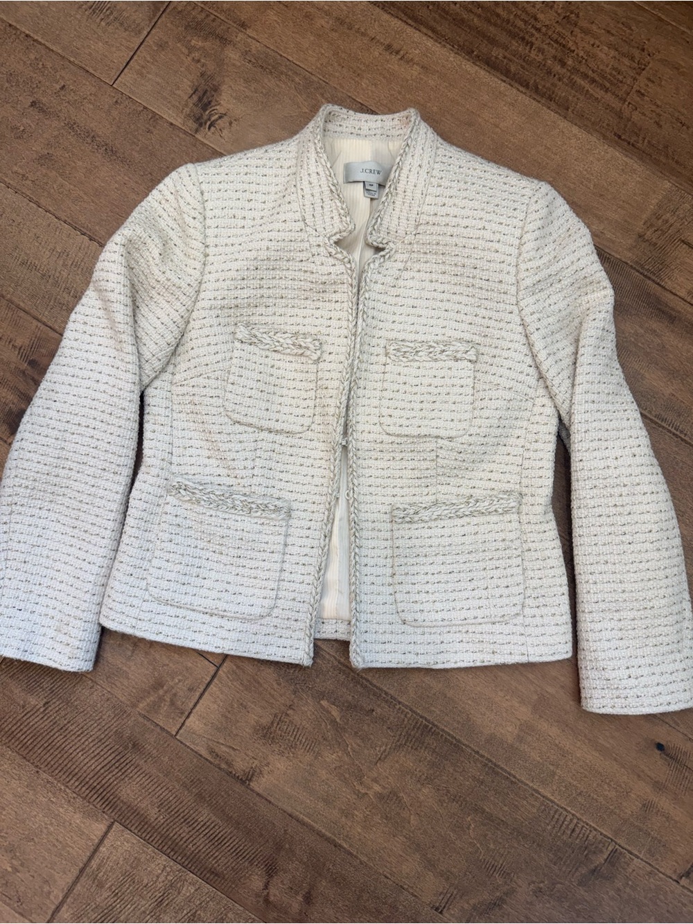J. Crew Cream Bouclé Tweed Blazer